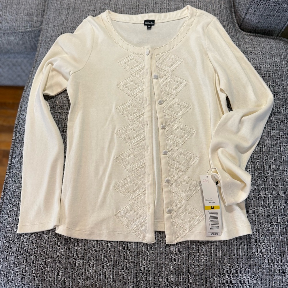 Rafaella Cream Button-Up Cardigan